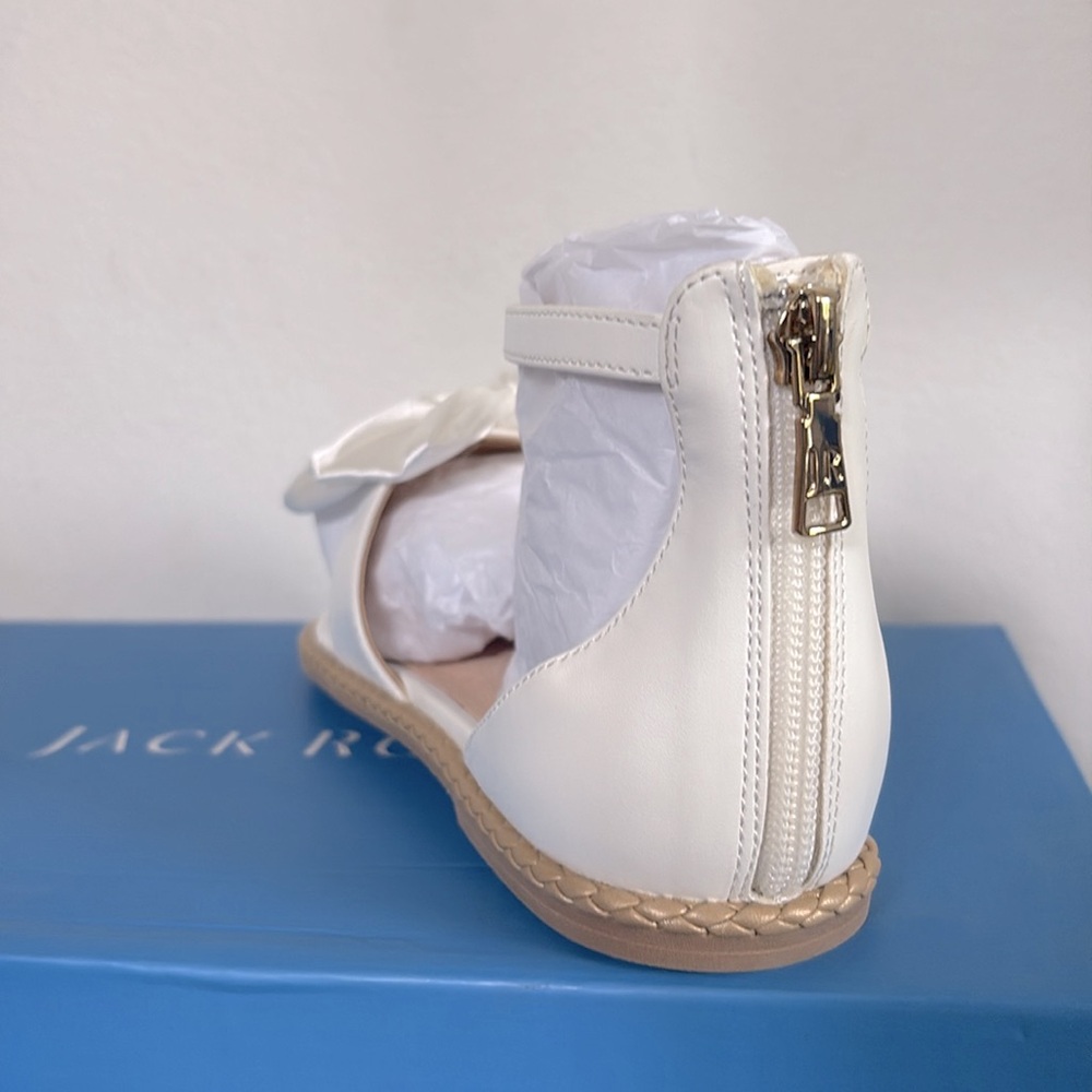 NIB [Jack Rogers] Heidi Satin Bow Accent T-Strap Zip Flat Sandals Women’s Sz 6 - Picture 10 of 14